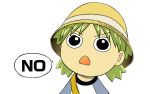  16:10 1girl angry child green_hair hat highres koiwai_yotsuba no short_hair simple_background solo vector_trace wallpaper yotsubato! 