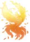  bird caladrius caladrius_(character) feathers fire flying glowing gradient gradient_background no_humans official_art phoenix simple_background solo white_background yasuda_suzuhito 