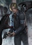  1boy blonde_hair capcom gun jacket leon_s_kennedy male_focus resident_evil resident_evil_6 solo weapon zombie 