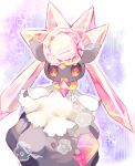  blush diancie gradient gradient_background looking_at_viewer nekoto_rina pokemon striped_background tagme 