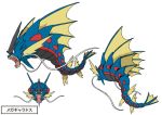  10s concept_art fangs game_freak gyarados mega_pokemon official_art pokemon pokemon_(game) pokemon_xy simple_background sugimori_ken tail 