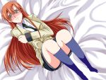  1girl artist_request bed brown_hair code_geass female long_hair lying shirley_fenette uniform 