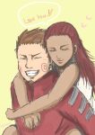  1boy 1girl akimichi_chouji couple dark_skin hug husband_and_wife karui naruto simple_background 