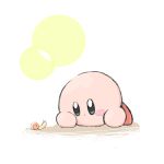  1other :o blue_eyes blush_stickers commentary_request cute full_body hal_laboratory_inc. hoshi_no_kirby kirby kirby_(series) lying nintendo no_humans on_stomach simple_background snail torima white_background 