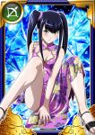  00s 1girl black_hair card_(medium) chinese_clothes feet female ikkitousen long_hair official_art saji_genpou_(true) toes twintails yellow_eyes 