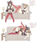  2girls artist_request black_hair book brown_hair couch glasses gloves headgear kantai_collection kiss lamp multiple_girls mutsu_(kantai_collection) nagato_(kantai_collection) simple_background thigh-highs yuri 