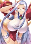  1girl breasts cosplay curvy devil_gundam g_gundam glasses gundam haganef hanging_breasts huge_breasts leaning_forward long_hair red_eyes silver_hair simple_background smile solo very_long_hair wide_hips 