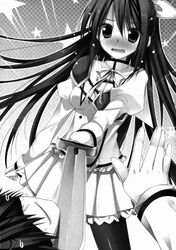  blush ellis_fahrengart kazehaya_kamito monochrome seirei_tsukai_no_blade_dance sword 