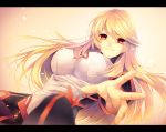  1girl blonde_hair boots breasts detached_sleeves female gradient gradient_background large_breasts long_hair looking_at_viewer milla_(tales_of_xillia_2) red_eyes skirt smile solo tales_of_(series) tales_of_xillia_2 