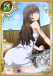  00s 1girl brown_hair card_(medium) female ikkitousen long_hair looking_at_viewer looking_back nude official_art ten&#039;i_(ikkitousen) water 