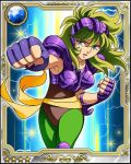  1girl armor card_(medium) female galaxy_card gradient gradient_background green_hair ophiuchus_shaina saint_seiya solo 