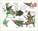  10s concept_art game_freak mega_pokemon official_art pokemon pokemon_(game) pokemon_oras sceptile simple_background sugimori_ken tail translation_request 