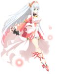  1girl aqua_eyes breasts choker cleavage dress hair_ornament jewelry lailah_(tales) multicolored_hair shoes simple_background smile tales_of_(series) tales_of_zestiria very_long_hair white_hair 