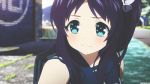 1girl animated animated_gif backpack bag blue_eyes hiradaira_chisaki lowres nagi_no_asukara purple_hair side_ponytail 