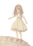  1girl ahoge blush child dress fang hantoumei_namako open_mouth sandals simple_background white_background 
