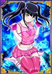  00s 1girl black_hair card_(medium) female ikkitousen long_hair looking_at_viewer official_art saji_genpou_(true) twintails yellow_eyes 