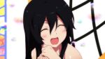  1girl animated animated_gif araragi_tsukihi black_hair blush closed_eyes monogatari_(series) source_request wet 
