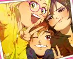  1boy 2girls big_hero_6 disney gogo_tomago hiro_hamada honey_lemon marvel multiple_girls photo_(object) v 