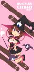  1girl breasts brown_hair cleavage faxbunny hat restrained simple_background staff violet_eyes witch witch_hat 