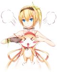  1girl angry bare_shoulders blue_eyes blush choker doll dress edna_(tales) gloves hair_ornament hairclip orange_hair ribbon short_hair side_ponytail simple_background tales_of_(series) tales_of_zestiria 