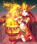  1girl armor fire gradient gradient_background mylifekei redhead solo violet_eyes 
