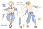  1girl artist_request ass blonde_hair dead_or_alive jewelry marie_rose simple_background tambourine twintails 