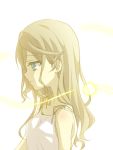  1girl alisha_diphda bare_shoulders blue_eyes breasts brown_hair dress long_hair simple_background smile tales_of_(series) tales_of_zestiria 