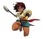  1girl ajna_(indivisible) brown_hair dark_skin female indivisible lab_zero_games official_art sandals simple_background 