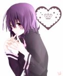  1girl hair_ornament jacket long_hair open_mouth purple_hair school_uniform simple_background tokyo_ravens tsuchimikado_natsume violet_eyes 
