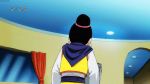  10s 1girl 2015 angry animated animated_gif black_eyes black_hair chi-chi_(dragon_ball) clenched_teeth curtains dragon_ball dragon_ball_super dress fire lipstick makeup night scarf solo teeth 