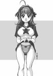  00s 1girl ;p bare_legs breasts cleavage female highres hikawadou large_breasts long_hair mermaid_melody_pichi_pichi_pitch monochrome nanami_lucia one_eye_closed panties tagme tongue tongue_out underwear 