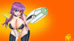 1girl armor breasts dragon_ball dragonball_z halftone halftone_background huge_breasts novagraph solo 