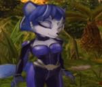  animated animated_gif blue_eyes blue_hair breasts cleavage fox furry krystal star_fox star_fox_adventures 