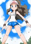  blue_eyes brown_hair gradient gradient_background hainchu nintendo pokemon touko_(pokemon) 
