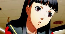  1girl amagi_yukiko animated animated_gif black_hair brown_eyes hairband hime_cut open_mouth persona persona_4 school_uniform 