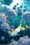  bluekomadori chinchou fins glowing jellicent pokemon pokemon_(game) sunlight swimming underwater vaporeon 