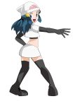  1girl blue_eyes blue_hair hainchu hikari_(pokemon) nintendo pokemon simple_background solo team_rocket_(cosplay) 