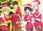  1boy 3girls absurdres arayashiki_meisei christmas christmas_tree exodus_reactors highres koizumi_yakumo multiple_girls pantyhose santa_costume shikigami_orihime tree won_(az_hybrid) 