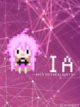  1girl ahoge blue_eyes character_name female ia_(vocaloid) pink_hair pink_skirt pixel_art skirt solo standing tagme vocaloid 