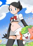  black_hair blue_eyes hainchu mai_(pokemon) marley_(pokemon) navel nintendo pokemon shaymin team_rocket_(cosplay) 