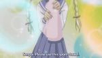  1girl animated animated_gif blonde_hair blush braids cosplay hayate_no_gotoku! sanzen&#039;in_nagi school_uniform smile sparkle subtitle towel 