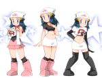  1girl blue_eyes blue_hair gradient gradient_background hainchu hikari_(pokemon) navel nintendo pokemon team_rocket_(cosplay) 