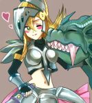  1girl armor dark_magician_girl dark_magician_girl_the_dragon_knight dragon duel_monster fangs female happy knight monster simple_background the_eye_of_timaerus wink yu-gi-oh! yuu-gi-ou_duel_monsters 