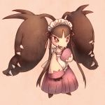  10s alternate_form black_hair maid mawile mega_mawile mega_pokemon moe_(hamhamham) nintendo no_humans pokemon pokemon_(game) pokemon_xy red_eyes simple_background solo tagme 