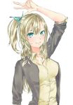  aqua_eyes blonde_hair boku_wa_tomodachi_ga_sukunai butterfly_hair_ornament hair_ornament kashiwazaki_sena simple_background white_background 