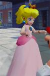  1boy 1girl 3d animated animated_gif blonde_hair blue_eyes closed_eyes crown earrings jewelry mario nintendo ponytail princess_peach super_mario_bros. super_mario_sunshine 