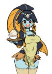  1girl fish_girl food minette_(skullgirls) monster_girl nestkeeper simple_background skullgirls 