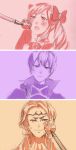  eating elise_(fire_emblem_if) fire_emblem fire_emblem_if food leon_(fire_emblem_if) marx_(fire_emblem_if) monochrome nintendo parody pokemon pokemon-amie pokepuff stylus 