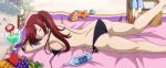  1girl ass bikini breasts brown_eyes butt_crack cleavage erza_scarlet fairy_tail female highres large_breasts long_hair ponytail redhead screencap solo stitched swimsuit tattoo 