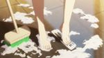  animated animated_gif bare_legs barefoot cleaning cleaning_brush feet floor hanasaku_iroha screencap soap soap_bubbles toes wakura_yuina wet 